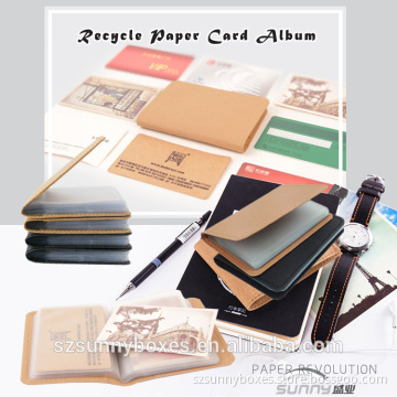 Whole sale PVC Pocket Recycle Kraft Paper Organizer Bag For 20 Cards